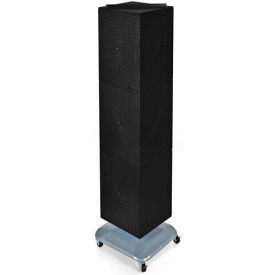 Global Approved 4-Sided Interlocking Pegboard Floor Display with Wheels, 14" x 60", Black