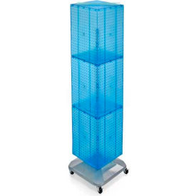 Interlocking Pegboard Floor Display W/ Wheels, 14" x 60", Blue