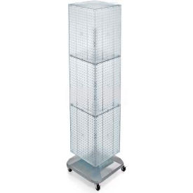 4-Sided Interlocking Pegboard Floor Display W/ Wheels, 14" x 60", Clear