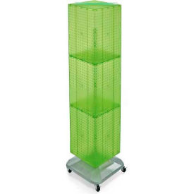 4-Sided Interlocking Pegboard Floor Display, 14" x 60", Green