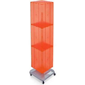 4-Sided Interlocking Pegboard Floor Display with Wheels, 14" x 60", Orange