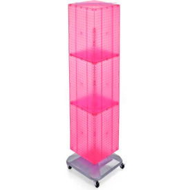 4-Sided Interlocking Pegboard Floor Display with Wheels, 14" x 60", Pink