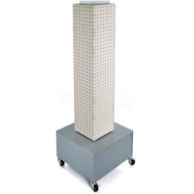 Global Approved 703386-WHT 4-Sided Interlocking Pegboard Display with Wheels, 8" x 40", White
