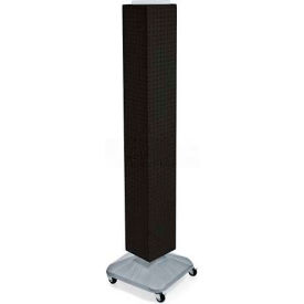 Global Approved 703390-BLK 4-Sided Interlocking Pegboard Display with Wheels, 8" x 60", Black Solid
