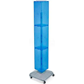 4-Sided Interlocking Pegboard Display With Wheels, 8" x 60", Blue Opaque