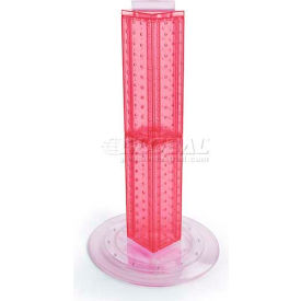 24" Pegboard Revolving Countertop Display, 4-Sided, Pink Translucent