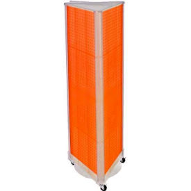 Three-Sided Spinning Pegboard with Wheels 16" x 60" Orange Opaque 1 Piece