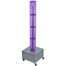 48" Pegboard Rolling Floor Display, 4-Sided, Purple Translucent ,1 Piece