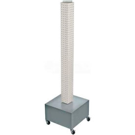 700224-WHT 48" Pegboard Rolling Floor Display, 4-Sided, White Solid ,1 Piece
