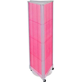 Three-Sided Spinning Pegboard with Wheels, 16" x 60", Pink Opaque