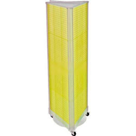 Three-Sided Spinning Pegboard with Wheels 16" x 60" Yellow Opaque