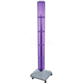 60" Pegboard Rolling Floor Display, 4-Sided, Purple Translucent ,1 Piece