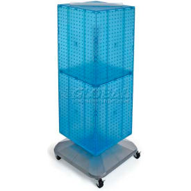 4-Sided Interlocking Pegboard Floor Display, 14" x 40", Blue Opaque
