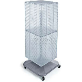 4-Sided Interlocking Pegboard Floor Display, 14" x 40", Clear Opaque