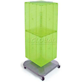 4-Sided Interlocking Pegboard Floor Display, 14" x 40", Green Opaque