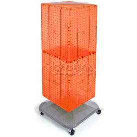 4-Sided Interlocking Pegboard Floor Display, 14" x 40", Orange Opaque
