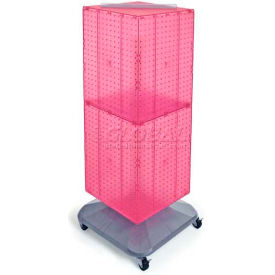 4-Sided Interlocking Pegboard Floor Display, 14" x 40", Pink Opaque
