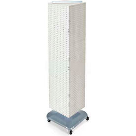4-Sided Interlocking Pegboard Floor Display with Wheels, 14" x 60", White
