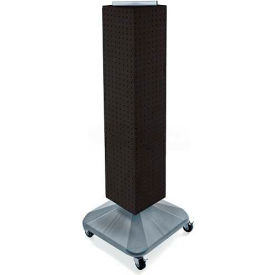 Global Approved 4-Sided Interlocking Pegboard Display with Wheels, 8" x 40", Black Solid