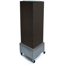 Global Approved Interlocking Pegboard Countertop Display with Wheels 14" x 40" Black Solid