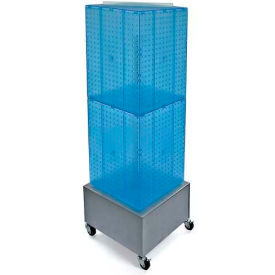 Interlocking Pegboard Countertop Display with Wheels, 14" x 40", Blue