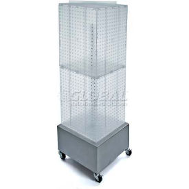 Interlocking Pegboard Countertop Display with Wheels, 14" x 40", Clear