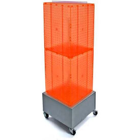 Interlocking Pegboard Countertop Display W/ Wheels, 14" x 40", Orange