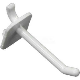 2" Opaque Plastic Pegboard Locking Hook, White - Pkg Qty 50