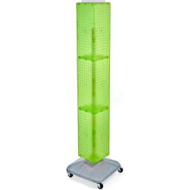 4-Sided Interlocking Pegboard Display W/ Wheels, 8" x 60", Green Opaque