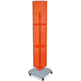 4-Sided Interlocking Pegboard Display with Wheels, 8" x 60", Orange Opaque