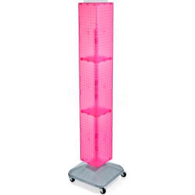 4-Sided Interlocking Pegboard Display with Wheels, 8" x 60", Pink Opaque