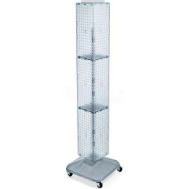 4-Sided Interlocking Pegboard Display W/ Wheels, 8" x 60", Clear Opaque