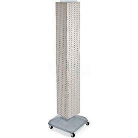 703390-WHT 4-Sided Interlocking Pegboard Display With Wheels, 8" x 60", White Opaque