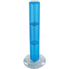 36" Pegboard Revolving Floor Display, 4-Sided, Blue Translucent ,1 Piece