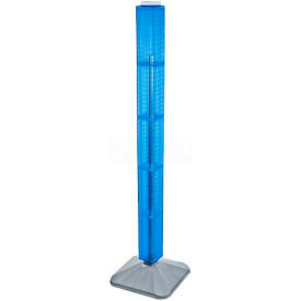 48" Pegboard Revolving Floor Display, 4-Sided, Blue Translucent, 1 Piece