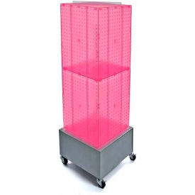 Interlocking Pegboard Countertop Display With Wheels, 14" x 40", Pink