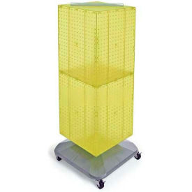 4-Sided Interlocking Pegboard Floor Display, 14" x 40", Yellow Opaque