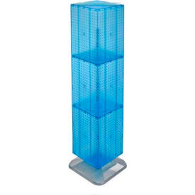 4-Sided Interlocking Pegboard Floor Display, 14" x 60", Blue Opaque
