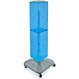 4-Sided Interlocking Pegboard Display W/ Wheels, 8" x 40", Blue Opaque