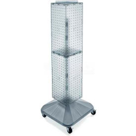 4-Sided Interlocking Pegboard Display with Wheels, 8" x 40", Clear Opaque