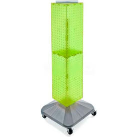 Global Approved 703388-GRE 4-Sided Interlocking Pegboard Display With Wheels, 8" x 40", Green Opaque