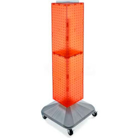 4-Sided Interlocking Pegboard Display with Wheels, 8" x 40", Orange Opaque