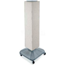 Global Approved 4-Sided Interlocking Pegboard Display with Wheels, 8" x 40", White Solid