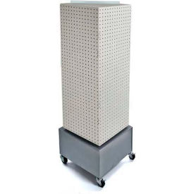 Global Approved Interlocking Pegboard Countertop Display with Wheels White Solid 14" x 40"