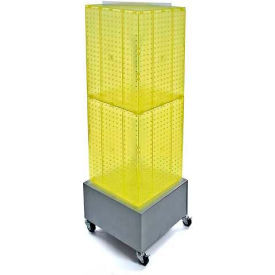 Interlocking Pegboard Countertop Display W/ Wheels, 14" x 40", Yellow