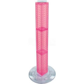 36" Pegboard Revolving Floor Display, 4-Sided, Pink Translucent ,1 Piece