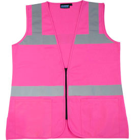 Girl Power At Work S721 Non-ANSI Women's Safety Vest, Zipper Closure, Size XL, Pink