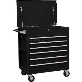 34-1/2"W X 20"D X 39-1/2"H 6 Drawer Black Tool Cabinet W/ Clamshell Lid