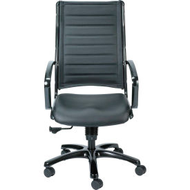 Europa Executive High Back Chair - Black Leather - Non-Adjustable Arms