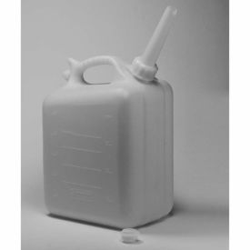 HDPE Jerrican, 10 Liters (2.5 Gallons), Screw Cap, 3/4" I.D. Spout, White